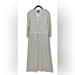 NWT Alice Walk Cotton Long Dress Midi/Maxi - Khaki Tan & White Striped sz Medium